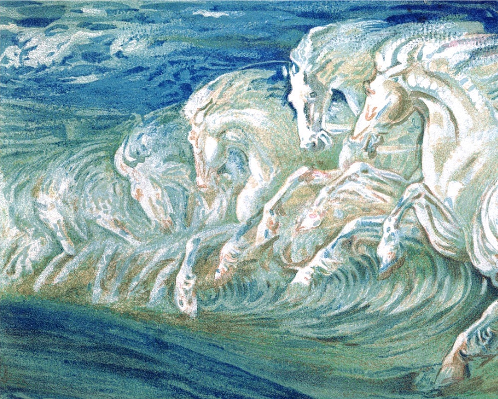 Neptune's Horses Art Print Walter Crane Painting - Etsy