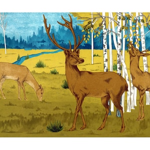 Buck deer art print, Whitetail deer painting, Deer wall art, Craftsman style, Vintage animal art, Animal art, Animal poster, Vintage buck