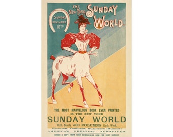Lámina de mujer a caballo, Arte publicitario vintage, Arte publicitario antiguo, Periódico antiguo, Centauro, Mujer a caballo, Arte ecuestre, Arte equino