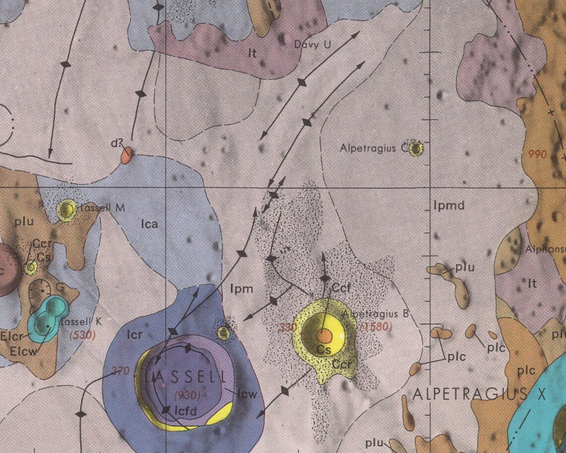 Vintage Moon Map art print Colorful topographical lunar | Etsy