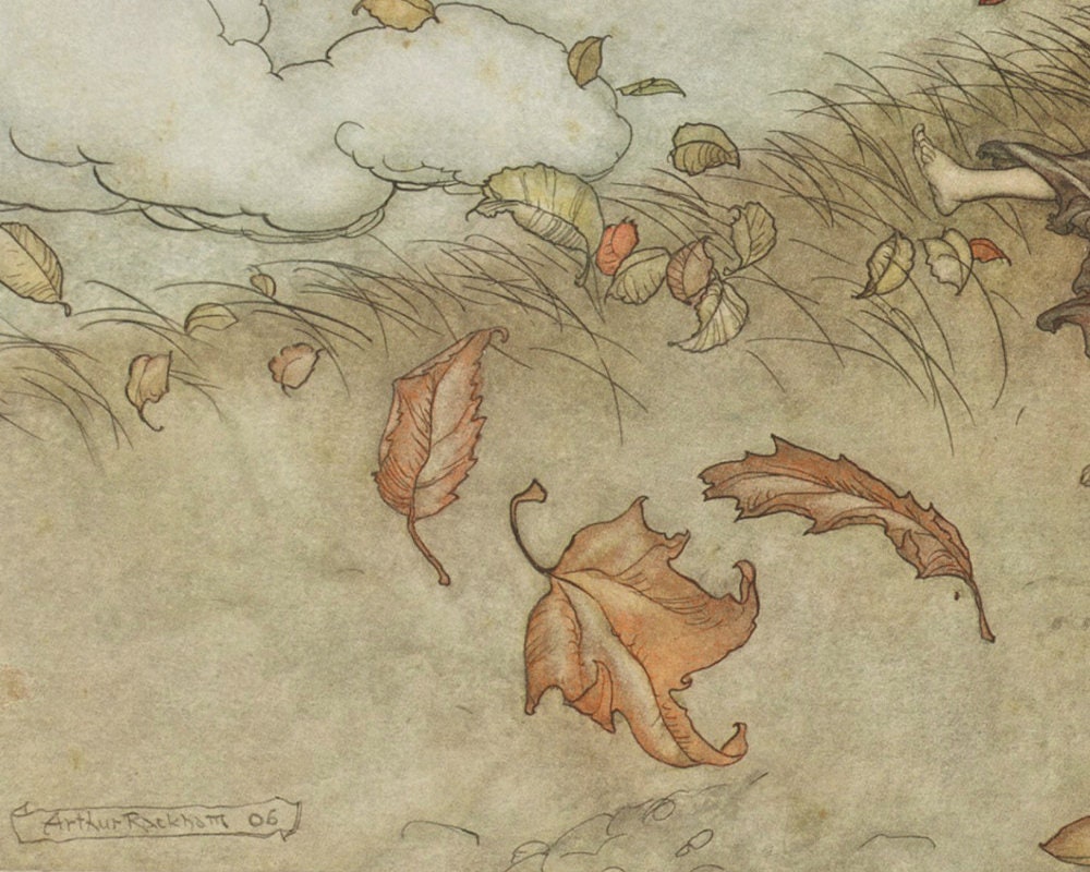 Autumn Fairies Art Print, Arthur Rackham Illustration, Vintage Woodland ...