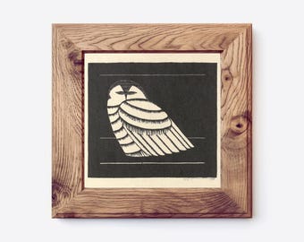 Snowy owl art print, Vintage owl wall art, Black and white woodcut, Antique animal block print, Owl poster, Owl portrait, Wildlife art print