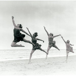 Vintage beach photograph, Women dancing art print, 1920s, Flappers, Beach house decor, Retro beach art, Beachhouse art, Dancers wall art