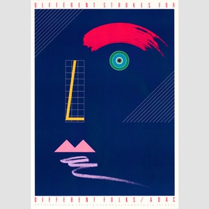 Different Strokes for Different Folks vintage art poster, 1980s, 1990s, Colorful geometric wall art, Modern art print, Diversity, Pride art