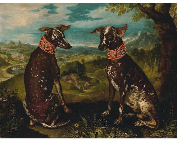 Antique dog paintings sales
