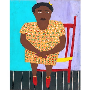 African American folk art portrait, William H Johnson art print, Black woman painting, Harlem Renaissance, People of color wall art