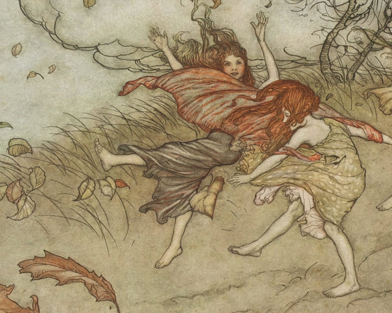 Autumn Fairies Art Print, Arthur Rackham Illustration, Vintage Woodland ...