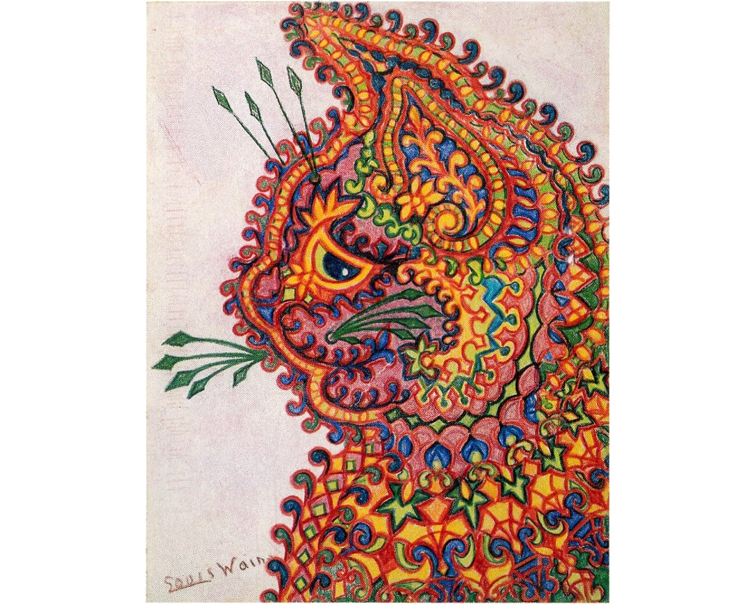 Kaleidoscope cat by Louis Wain art print, Folk art cat, Outsider art, Art brut, Naive art, Vintage cat painting, Psychedelic cat drawing - Etsy 日本 Kaleidoscope cat by Louis Wain art print, Folk art cat, Outsider art, Art brut, Naive art, Vintage cat painting, Psychedelic cat drawing - Etsy 日本