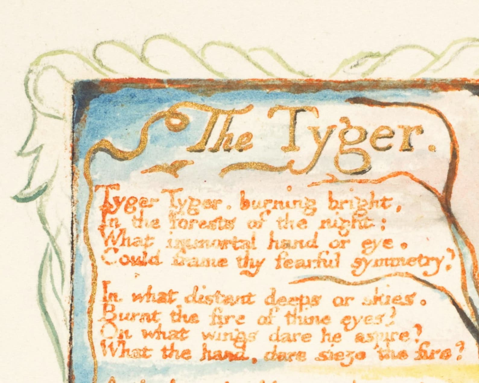 The Tyger, William Blake Art Print, Tiger Poem, Songs of Innocence and