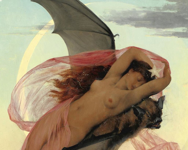 Moonlit Dreams Gabriel Ferrier art print Antique nude woman image 1