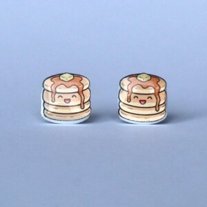 Pancake Stack Stud Earrings | Cute Breakfast Earrings | Kawaii Food Jewelry | Brunch Lover Gift | Stainless Steel Earrings