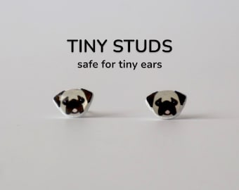 Kids Pug Titanium Stud Earrings | Hypoallergenic Earrings for Kids | Cute Small Studs | Little Ears Collection