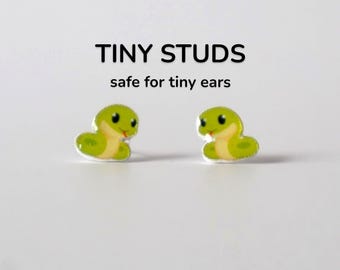 Kids Snake Titanium Stud Earrings | Hypoallergenic Earrings for Kids | Cute Small Studs | Little Ears Collection