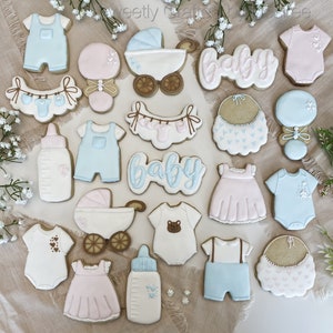 Baby Shower Cookies – Custom Decorated Sugar Cookies, Personalized Party Favors, Gender Reveal, Boy or Girl Shower Treats