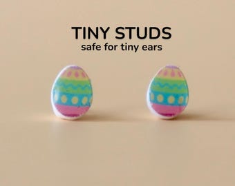 Kids Easter Egg Earrings – Titanium Stud Earrings for Sensitive Ears, Tiny Pastel Easter Studs, Hypoallergenic Little Ears Collection