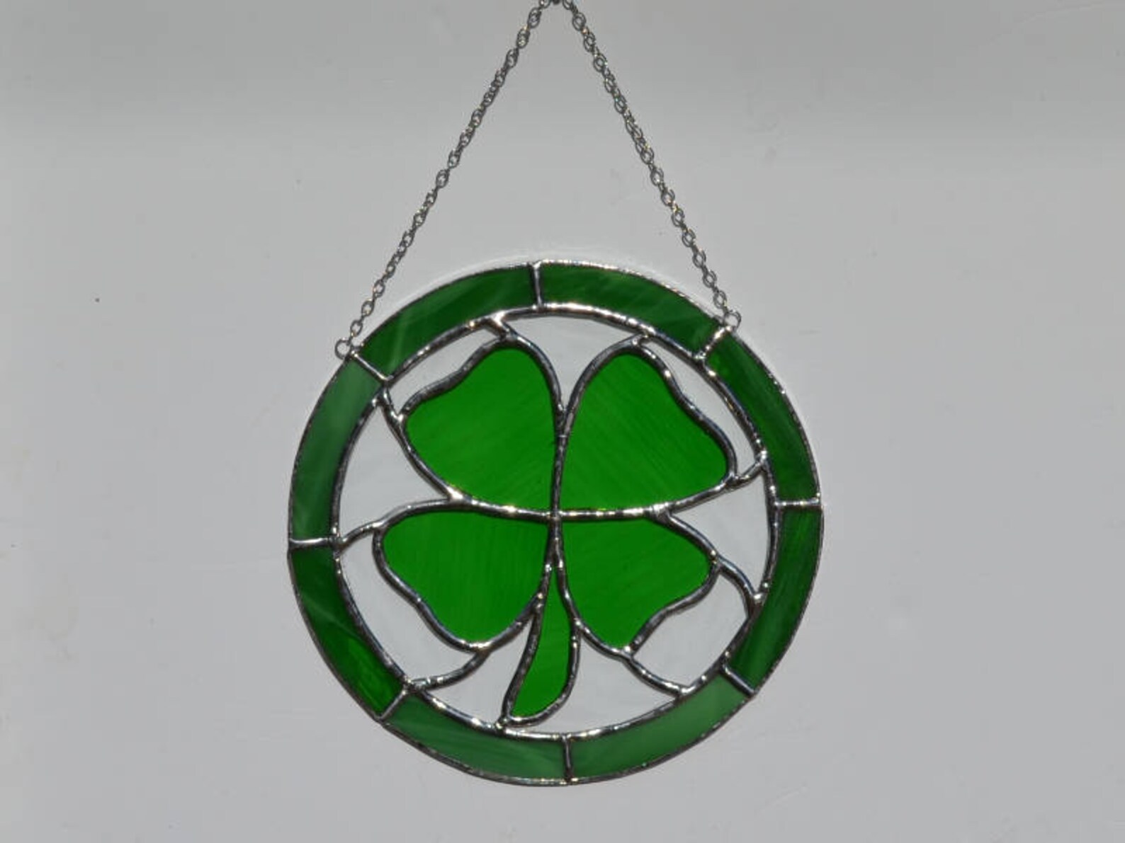 Stained Glass Four Leaf Clover Shamrock With Green and Clear Etsy