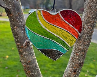 Stained glass Rainbow heart
