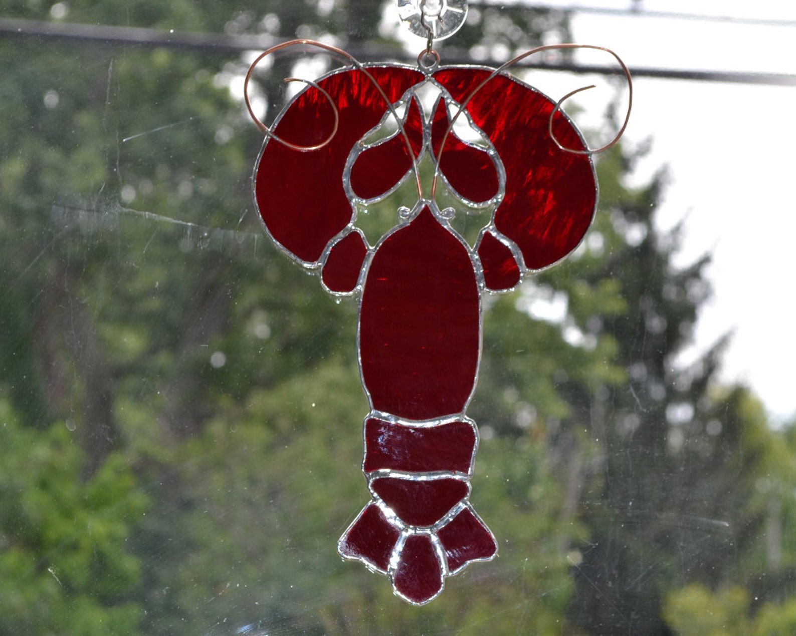 Large Lobster Stained Glass Suncatcher Etsy