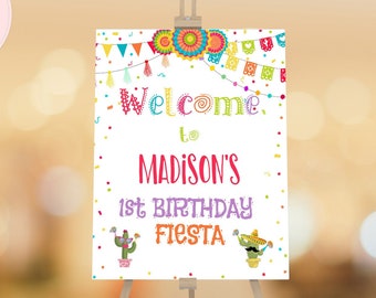 Fiesta Welcome Sign, Cactus Birthday Welcome Sign, Mexican Fiesta Welcome Sign Girls, Succulent Party Any Event Baby Shower Sign CEP055