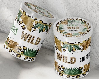 Editable Wild Leopard Print Mini Chips Can Label, Boy Jungle Can Label, Safari Any Birthday Leopard Party Chip Can Wrapper Digital CEP086