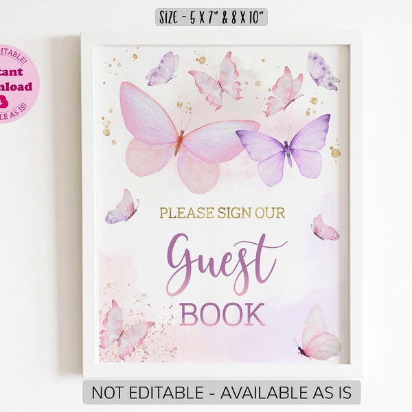 Butterfly Guest Book Etsy