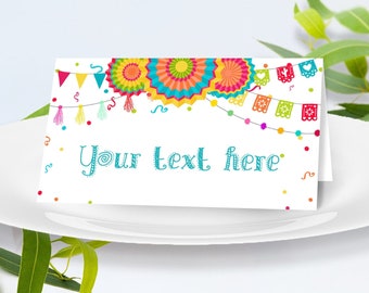 Fiesta Place Cards, Cactus Fiesta Table Cards, Shower Food Cards, Birthday Tent Cards, Mexican Birthday Food Labels, Buffet Cards CEP055