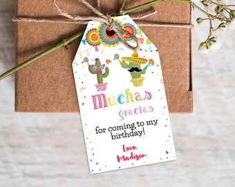 Editable Fiesta Gift Tag, Cactus Guest Tag, Muchas Gracias Favor Tag, Mexican Fiesta Thank You Tag Template, Taco bout Birthday Tag CEP055
