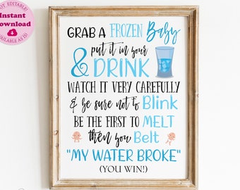 My Water Broke Baby Shower Game, Digital Ice Cube Babies Game, Blue Frozen Babies Game, Fun Boy Baby Shower Drink Game CEP034