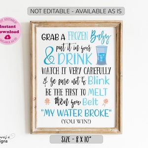 My Water Broke Baby Shower Game, Digital Ice Cube Babies Game, Blue Frozen Babies Game, Fun Boy Baby Shower Drink Game CEP034 image 1
