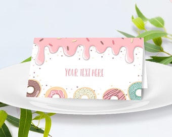 Donuts Place Cards, Pastel Doughnuts Table Cards, Donuts Food Cards, Birthday Girl Tent Cards, Birthday Food Labels, Buffet Card CEP043