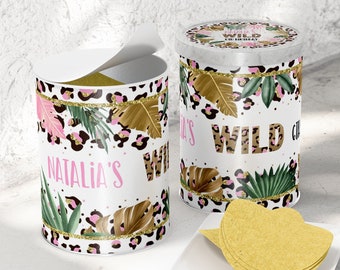 Editable Wild Leopard Print Mini Chips Can Label, Girl Jungle Can Label, Safari Any Birthday Leopard Party Chip Can Wrapper Digital CEP086