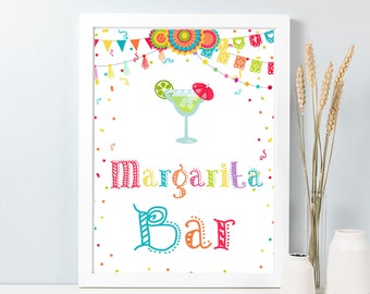 Margarita Bar Sign, Mexican Fiesta Margarita Bar Table Sign, Printable Festive Baby Shower Drinks Bar Sign, Birthday Drinks Sign CEP055