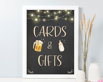 A Baby is Brewing Cards & Gifts Sign, Beer Baby Bottle Cards and Gifts Table Sign, Printable Rustic Baby Shower Cards and Gifts Sign CEP044