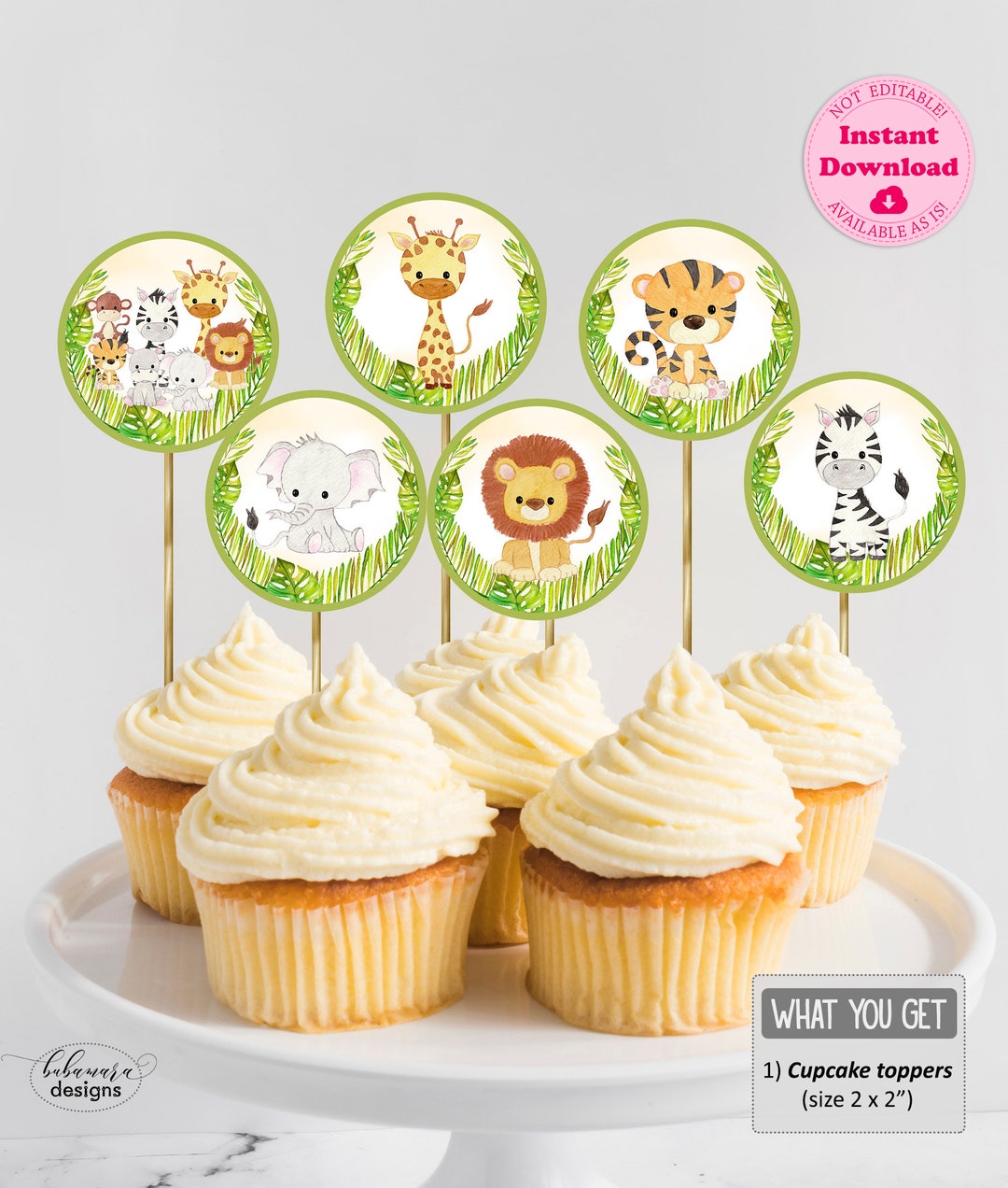 Safari Cupcake Toppers Jungle Animals Cake Topper Zoo Etsy Safari Cupcake Toppers Jungle Animals Cake Topper Zoo Etsy
