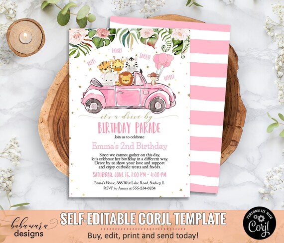Download Drive By Thru Birthday Beetle Car Birthday Parade Invitation Safari Animals Long Distance Birthday Parade Birthday Invite Wild Safari Art Collectibles Digital Delage Com Br