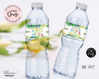 Editable Dinosaurs Water Bottle Label, Boy Dinos Birthday Water Bottle Labels Template, Tropical Boy Dino Party Watter Bottle Label CEP037