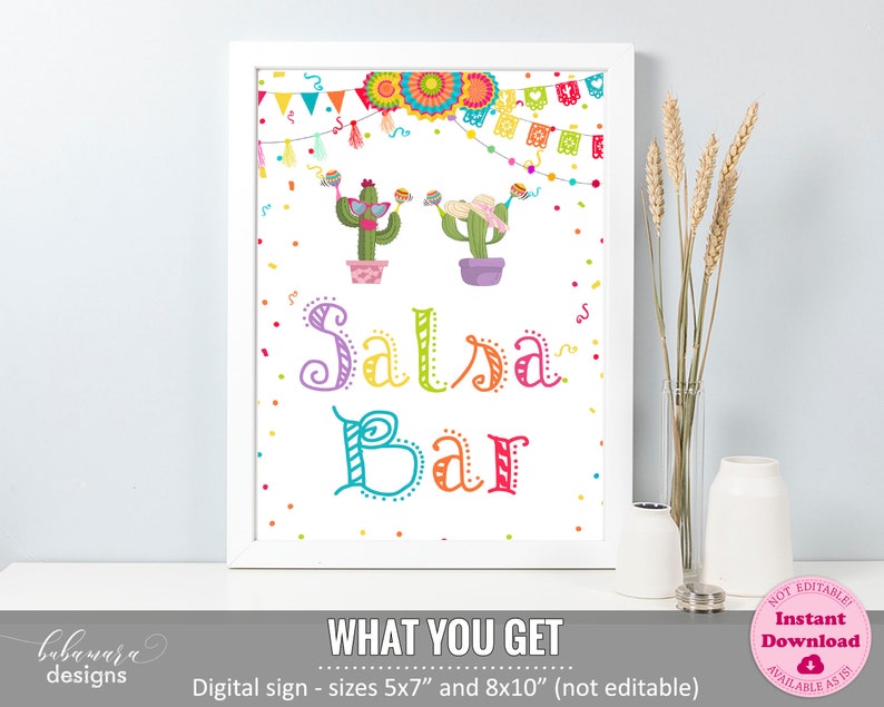 Mexican Fiesta Salsa Bar Sign Cactus Salsa Bar Table Sign Etsy