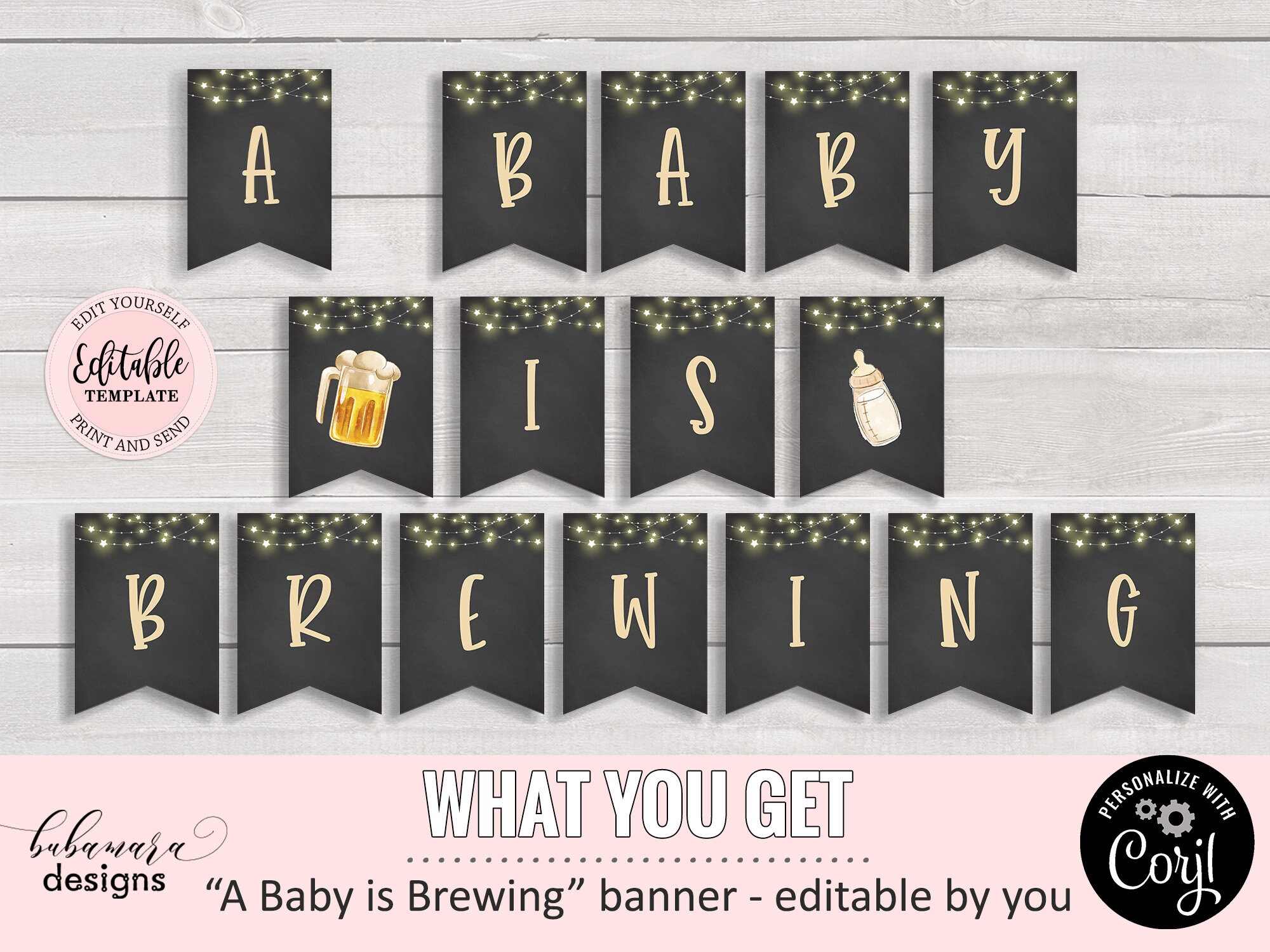 Editable A Baby is Brewing Banner Fishtail Baby Shower - Etsy
