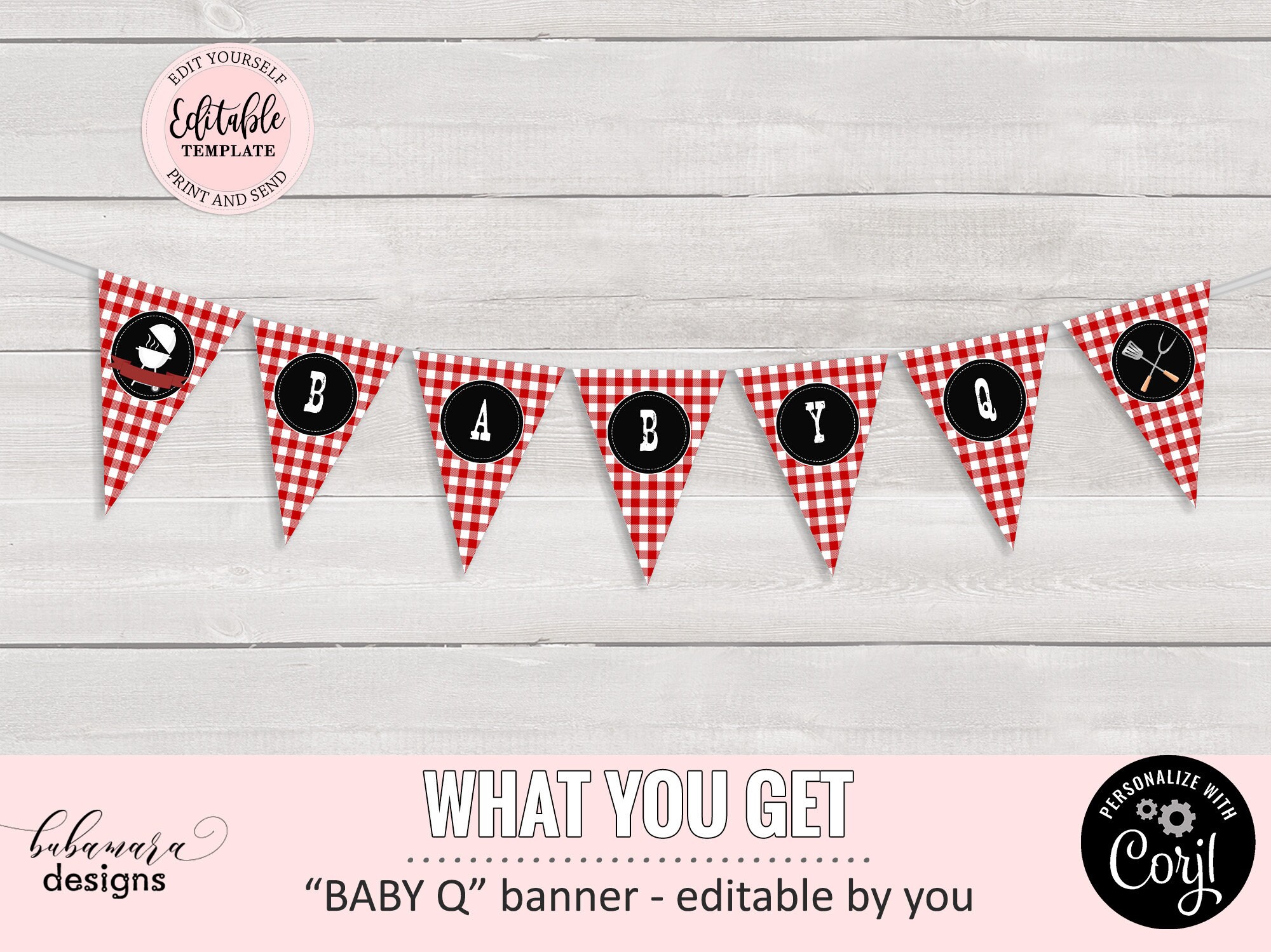 Editable Banner Template Black White and Red