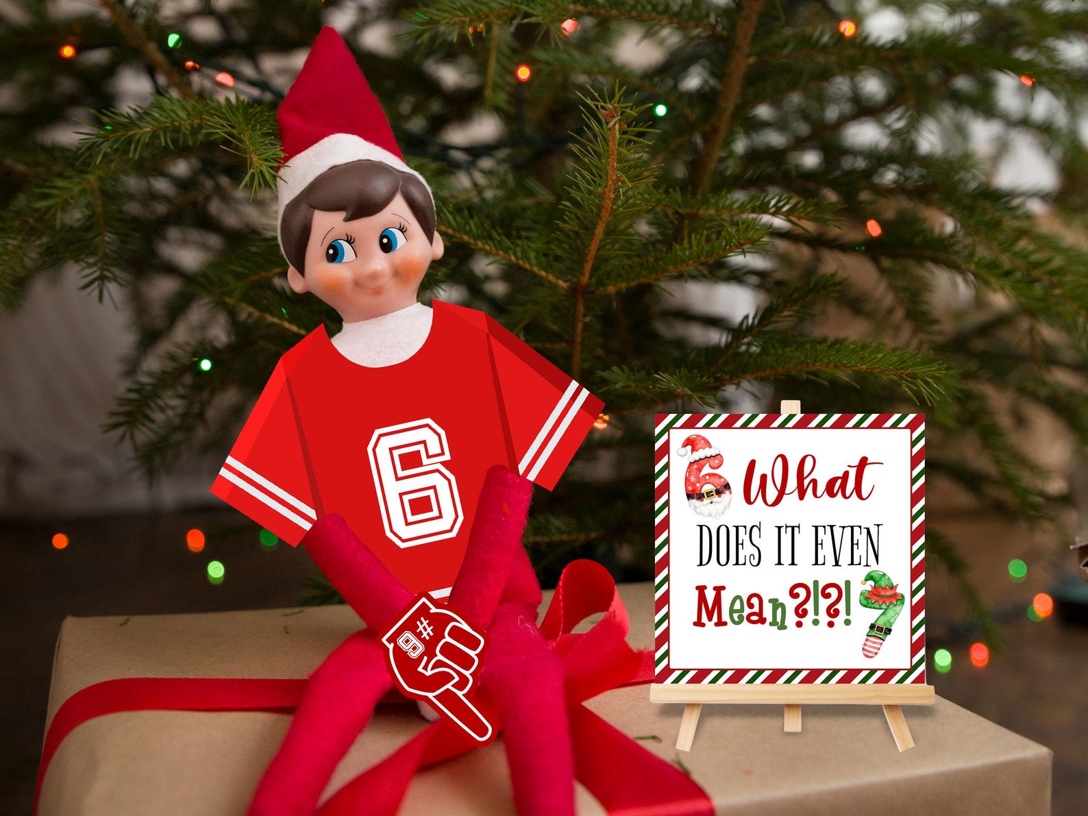Elf 6 7 Props Scene - Six Seven Meme Elf Signs, Toothpick Flags, Foam ...