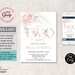 Editable 2nd Birthday Invitation Template, Blush Pink Floral Two Sweet ...