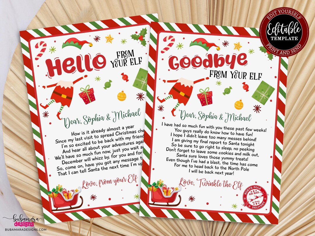 Editable Elf Arrival Letter, Goodbye Elf Letter Kit, We're Back Note ...