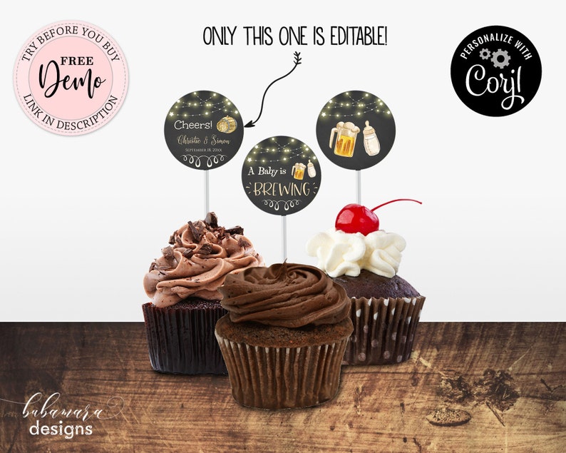 24 Stück Baby-Shower Cupcake-Topper – Glitzernde Babyflaschen & Bierbecher, Für Kuchen-Deko, In Blau