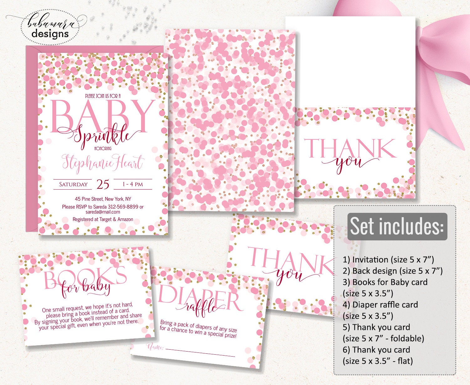 Baby Sprinkle Invitation Girl Set Baby Sprinkle Invite Etsy