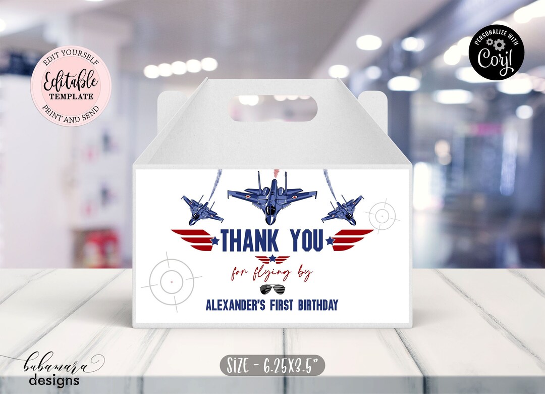 Editable Fighter Pilot Gable Box Label Flying Airplane - Etsy