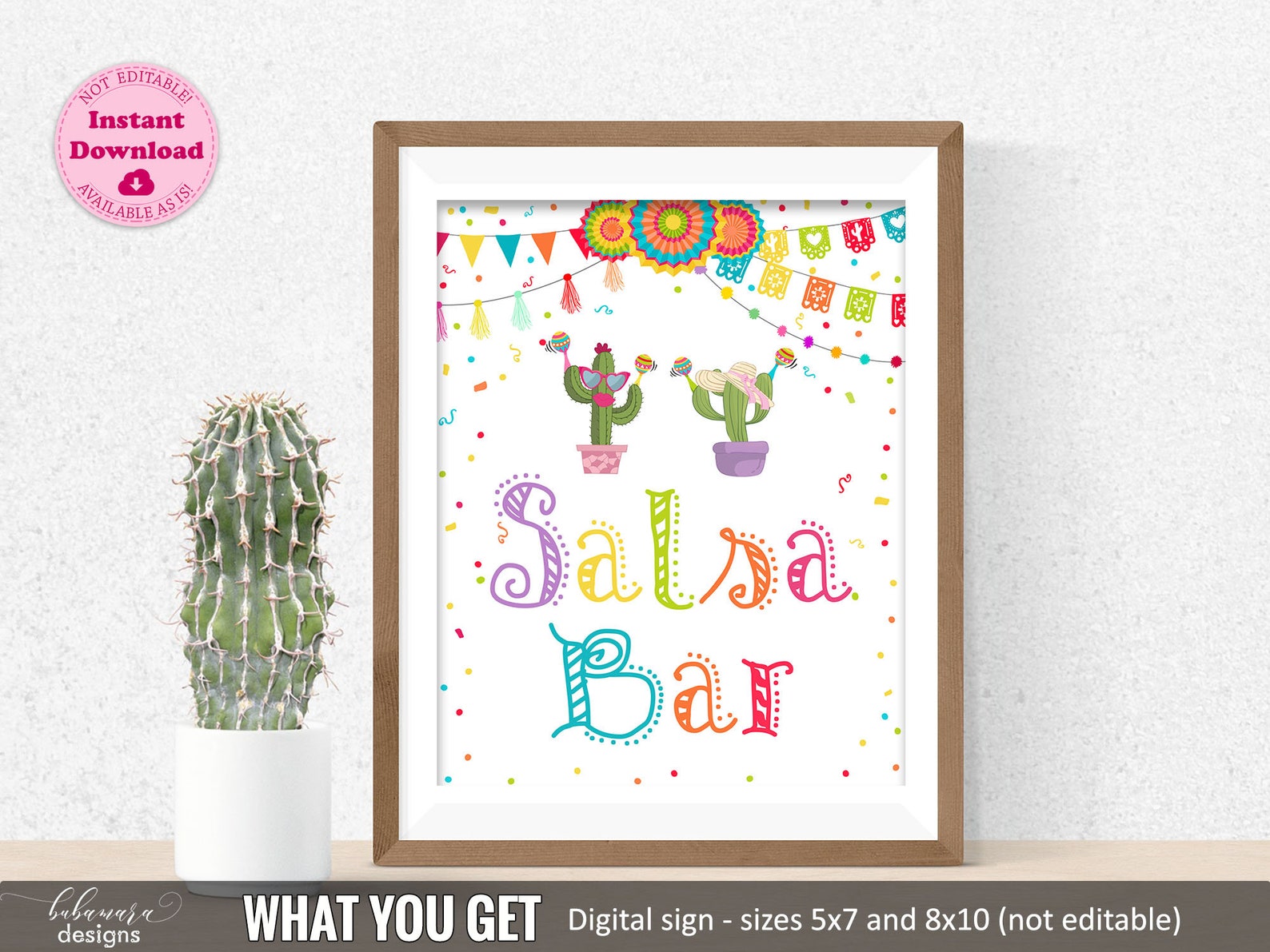 Mexican Fiesta Salsa Bar Sign Cactus Salsa Bar Table Sign Etsy