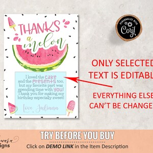 Watermelon Thank You Note Thanks a Melon Thank You Card | Etsy
