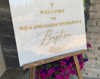 Baby baptism welcome sign, guestbook welcome sign, baptism celebration signs