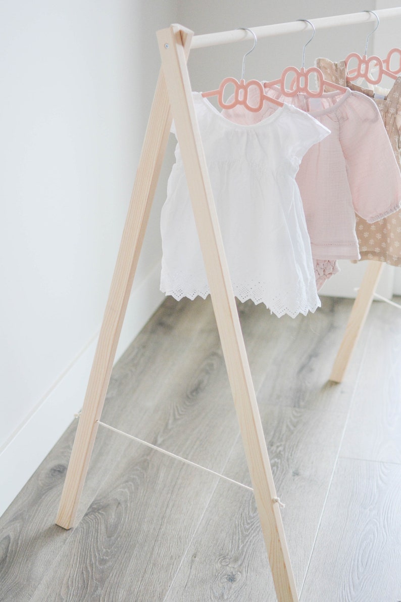 baby clothing rail, baby clothing rack, wooden clothes rail, wooden clothes rack, clothes rail, clothes rack, nursery decor, baby clothes image 2