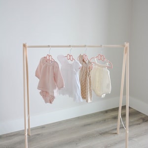 baby clothing rail, baby clothing rack, wooden clothes rail, wooden clothes rack, clothes rail, clothes rack, nursery decor, baby clothes image 1
